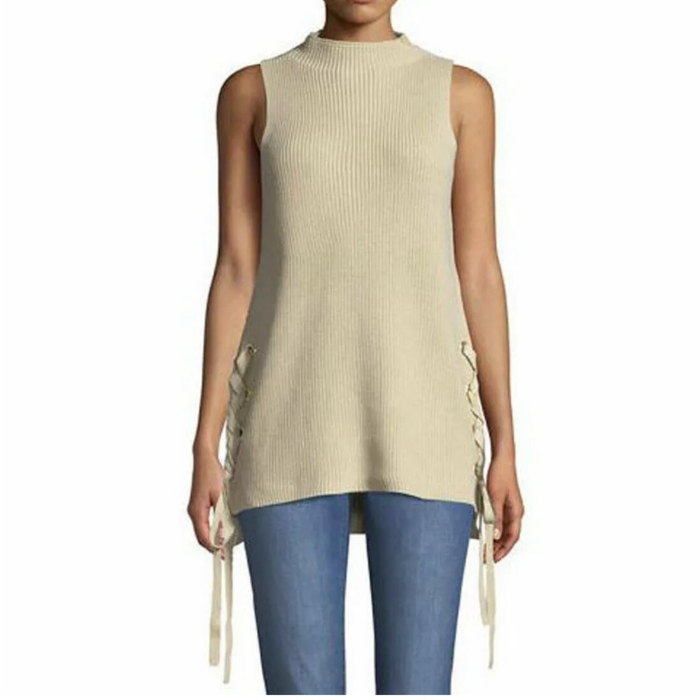 Michael Kors Knit Mock Neck Lace Up Side Tunic